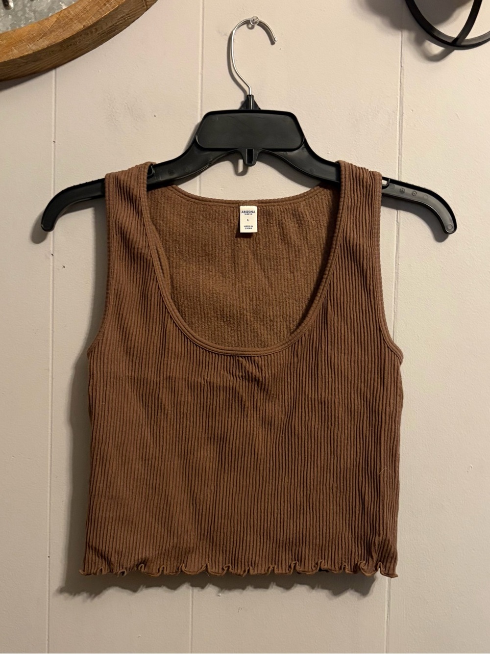 Arizona Jean Company Ribbed Scoop Crop Tank - Chocolate Brown